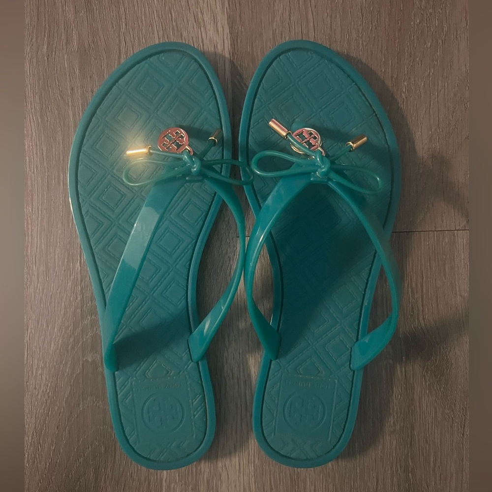 Tory Burch Teal Jelly Flip-Flops - Size 5 - Worn Once